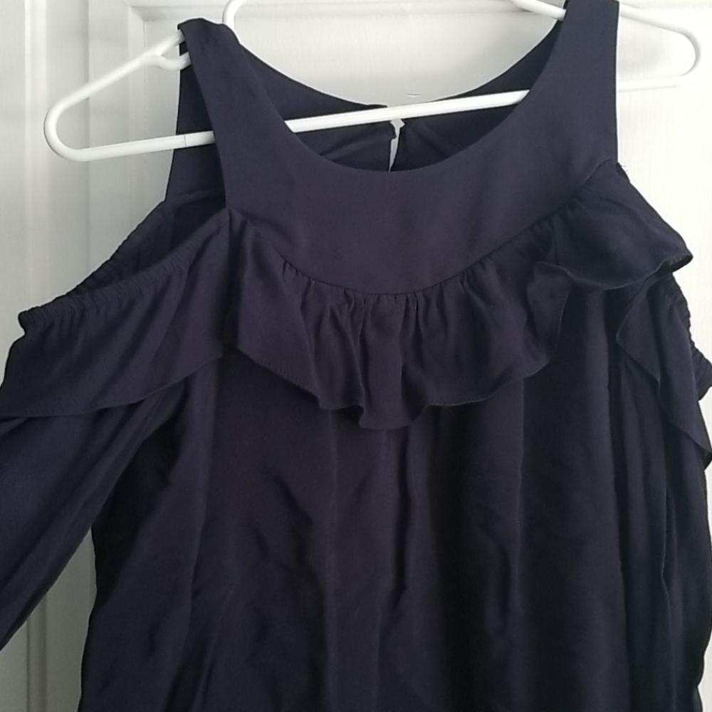 Anthropologie ruffle off the shoulder shirt 8